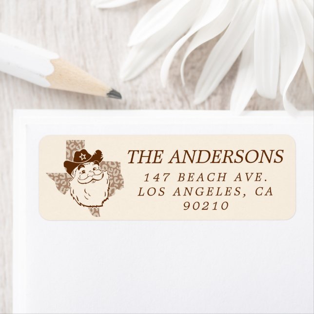 Cute Texas Cowboy Santa Claus  Label (Insitu)