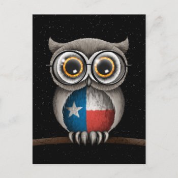 Cute Texas Flag Owl Wearing Glasses Postcard by crazycreatures at Zazzle