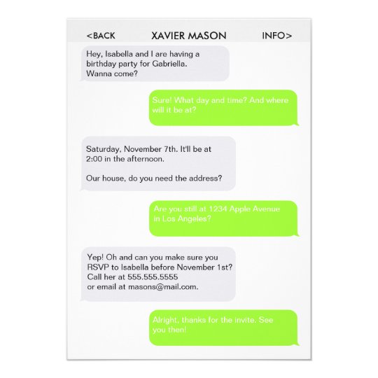 Cute Text  Message Party  Invitation  Zazzle com