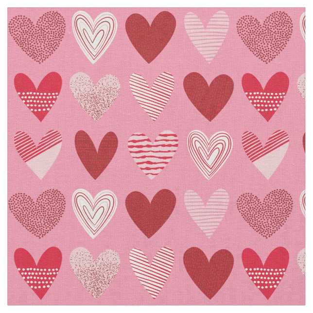 Cute Textured Hearts on pink Fabric (Close Up)