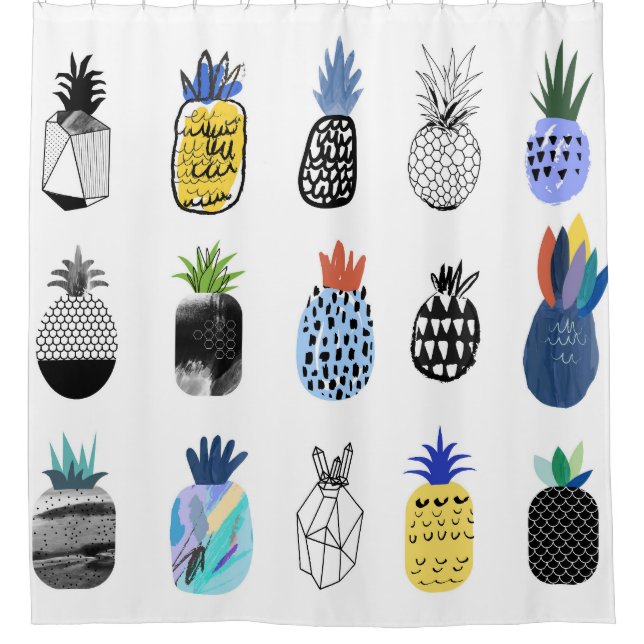 Cute textured pineapples, vintage collection. shower curtain (Front)