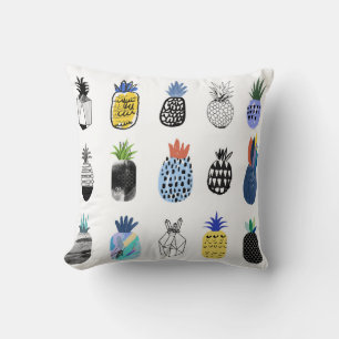 Cute textured pineapples, vintage collection. throw pillow