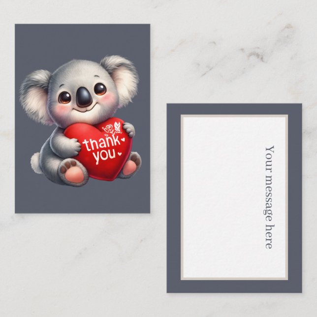Cute thank you add message Koala bear Note Card (Front/Back)