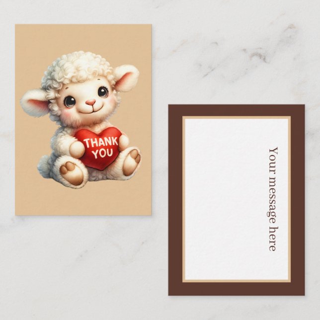 Cute thank you add message lamb Note Card (Front/Back)