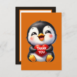 Cute thank you add message penguin note card