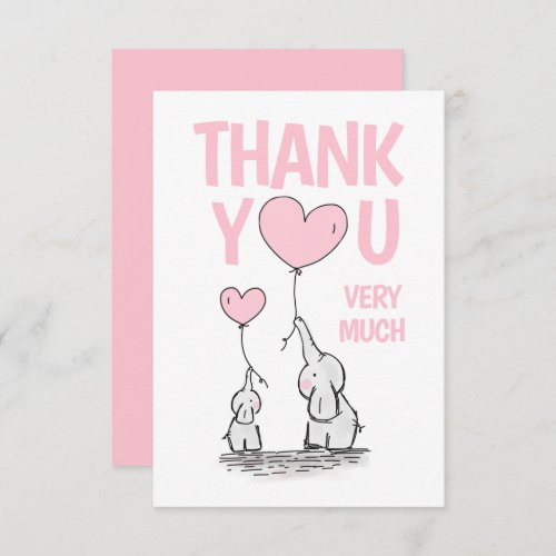 Cute THANK YOU Baby Shower Elephant Pink BLANK
