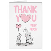 Cute THANK YOU Baby Shower Elephant Pink Girl (Front)