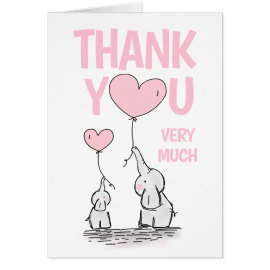 Cute Thank You Baby Shower Elephant Pink Girl Zazzle Com