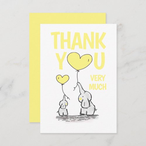 Cute THANK YOU Baby Shower Elephant Yellow BLANK