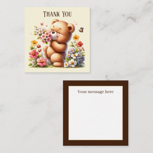 Cute Thank you bear add message  Note Card (Front/Back)