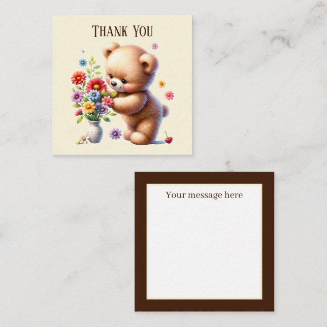 Cute Thank you bear add message Note Card (Front/Back)