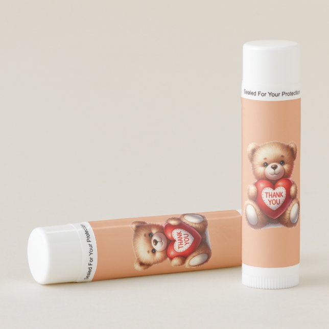 Cute thank you bear  lip balm (Front)