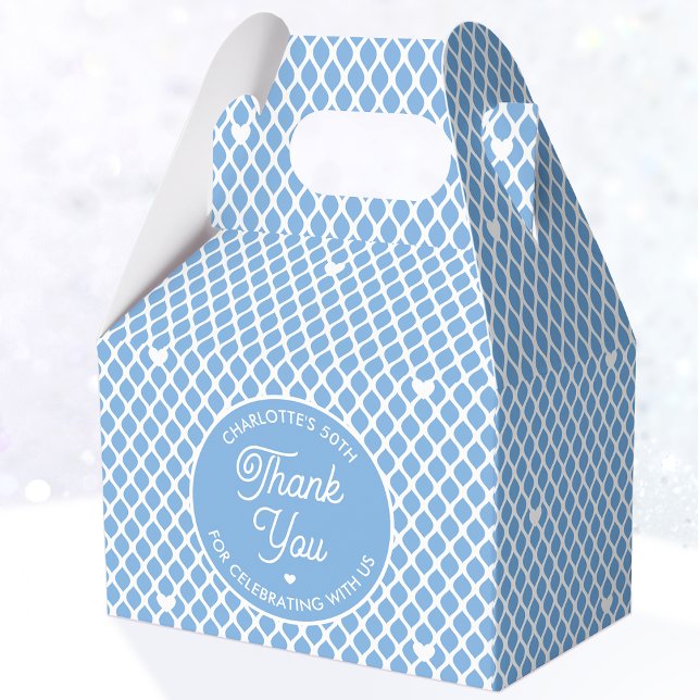 Cute Thank You Birthday Name Any Age Pretty Blue Favor Boxes (Creator Uploaded)