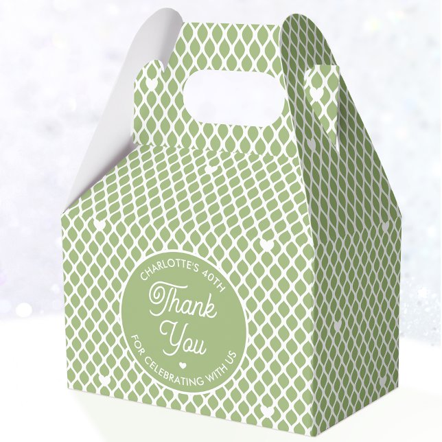 Cute Thank You Birthday Name Any Age Pretty Green Favor Boxes (Creator Uploaded)