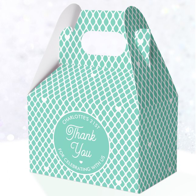 Cute Thank You Birthday Name Any Age Pretty Mint Favor Boxes (Creator Uploaded)