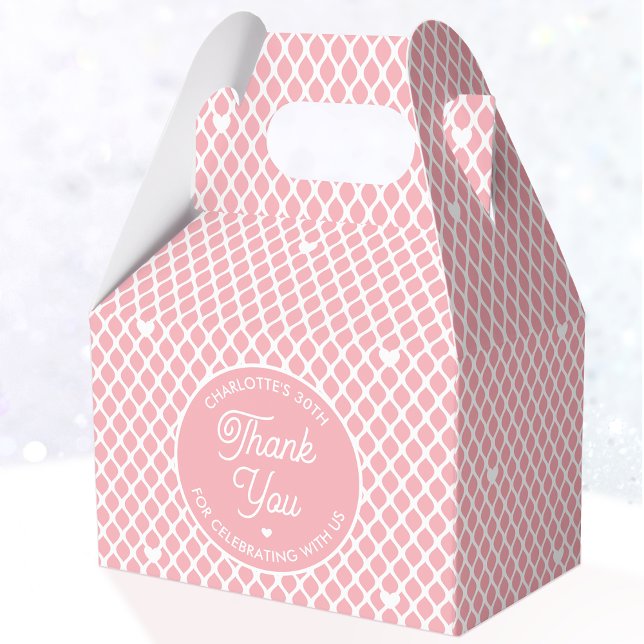 Cute Thank You Birthday Name Any Age Pretty Pink Favor Boxes (Creator Uploaded)