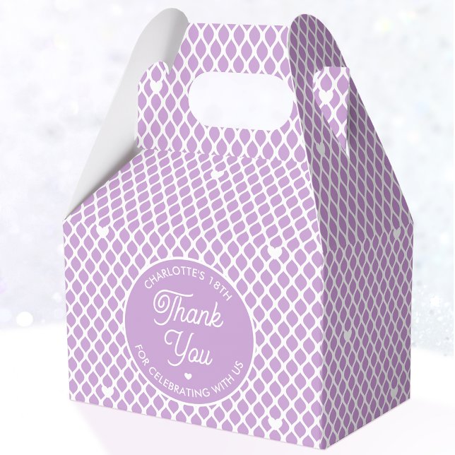 Cute Thank You Birthday Name Any Age Pretty Purple Favor Boxes (Creator Uploaded)