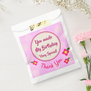 Cute Thank You Birthday Party Pink Favor Bag