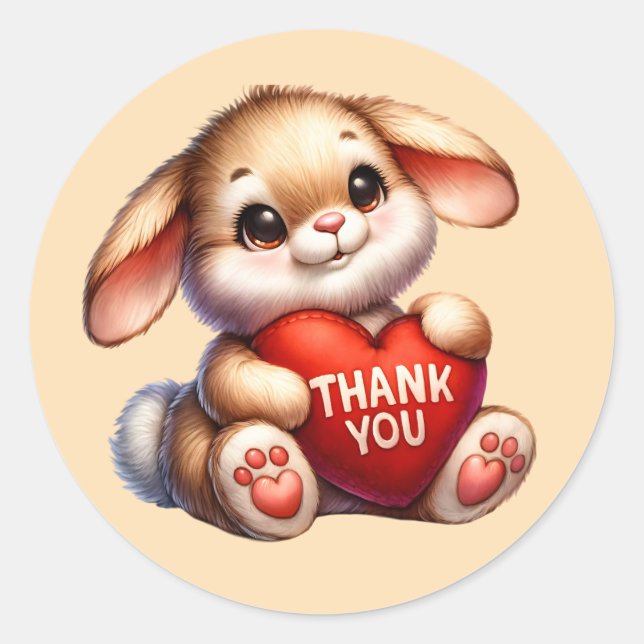 Cute Thank you bunny Classic Round Sticker (Front)