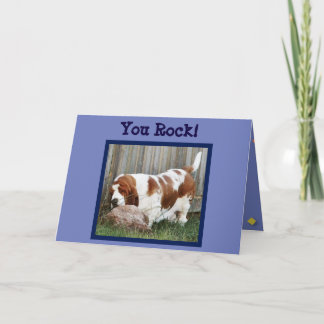 Cute Thank You Card w/Basset and Rock -"You Rock"