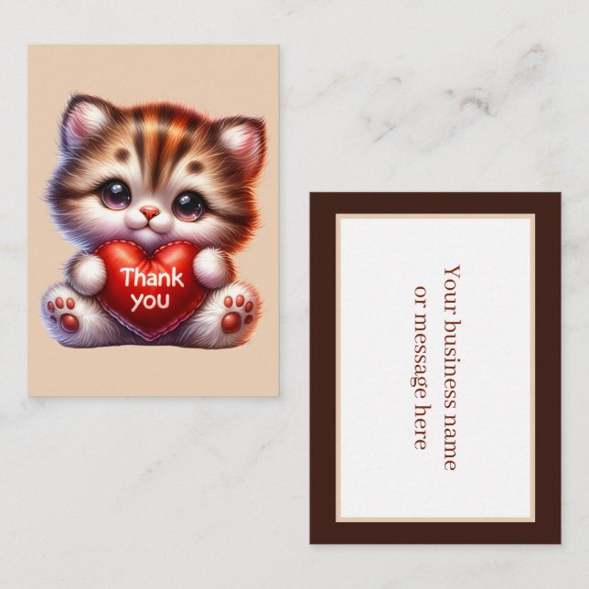 Cute thank you cat add message  note card (Front/Back)