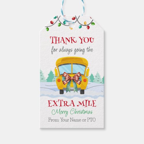 Cute Thank You Christmas Bus Driver Gift Tag