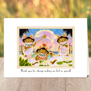 Cute Thank You Cleopatra Cat Pink Custom Folded Card