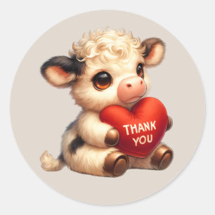 Cute Thank you cow Classic Round Sticker