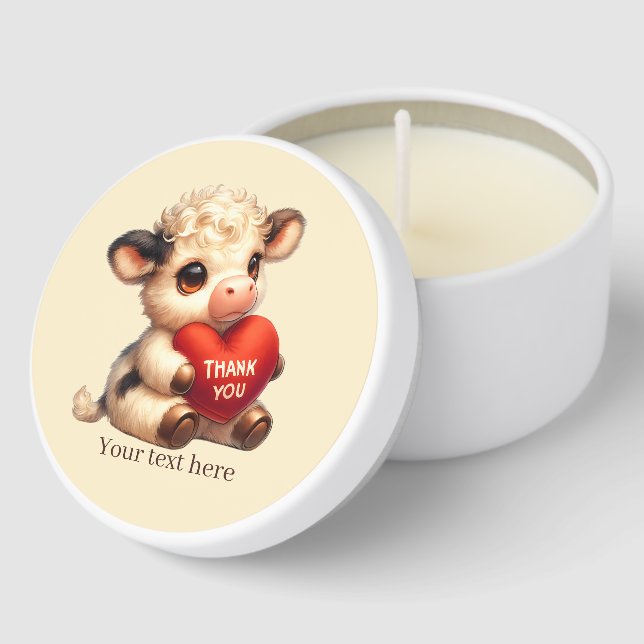Cute thank you customizable elephant cow mini candle favors (Corner)