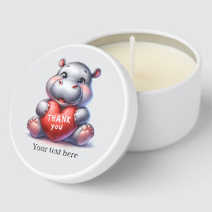 Cute thank you customizable hippo mini candle favors