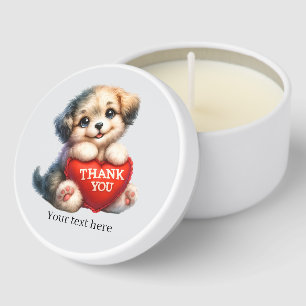 Cute thank you customizable puppy mini candle favors