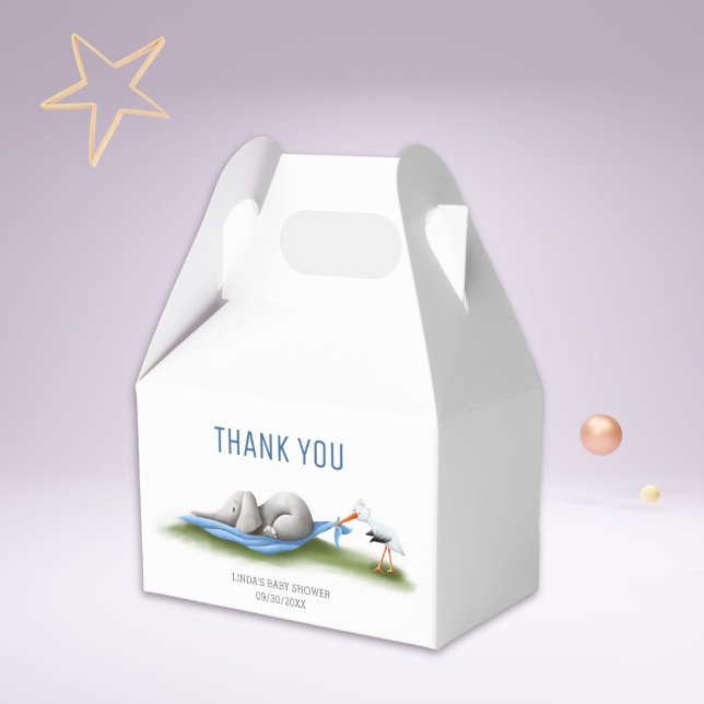 Cute Thank You Elephant Baby Shower Favor Boxes (Creator Uploaded)