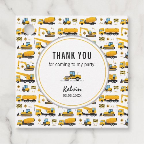 Cute Thank You Favor Tags Construction Truck Theme