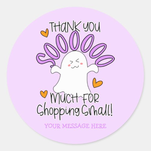 Cute Thank You for Shopping Small Halloween Ghost  Classic Round Sticker