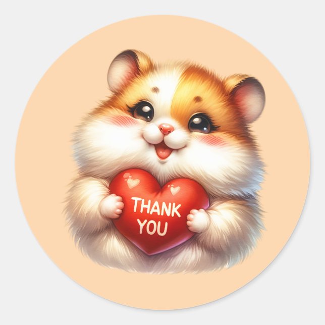 Cute Thank you Hamster Classic Round Sticker (Front)