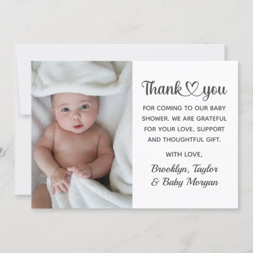 Cute Thank You Heart Custom Photo New Baby Shower