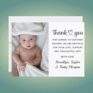 Cute Thank You Heart Custom Photo New Baby Shower Card