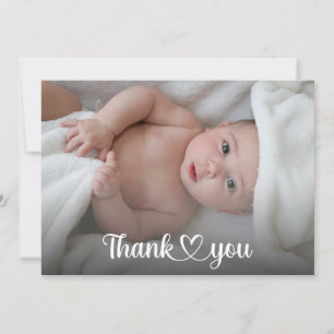 Cute Thank You Heart New Baby Shower Custom Photo Card
