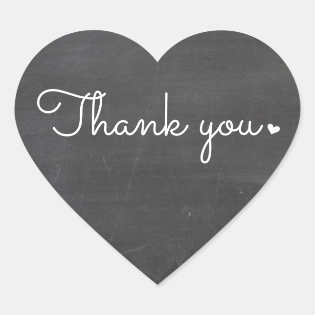 CUTE THANK YOU HEART SEAL modern script chalkboard (Front)