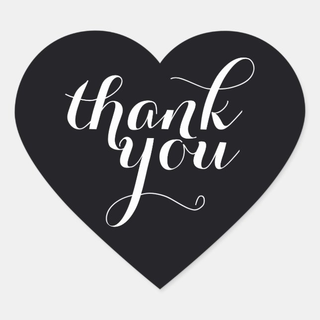 CUTE THANK YOU HEART SEAL modern simple black (Front)