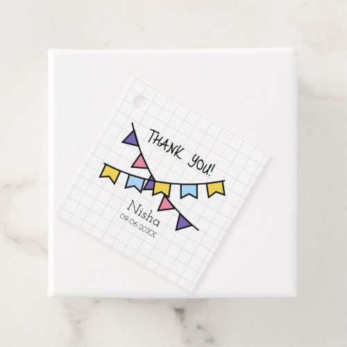 Cute Thank you kids line background with bunting  Favor Tags