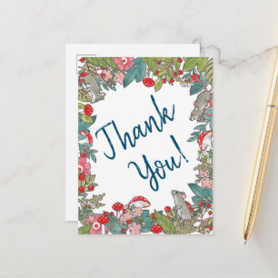 Cute Thank You Mice Mouse Woodland Foliage Postcard