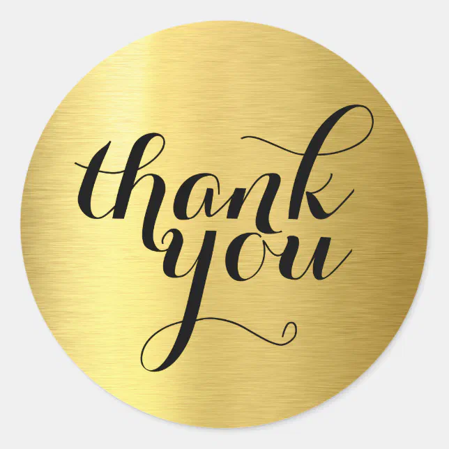 CUTE THANK YOU modern simple shiny gold foil Classic Round Sticker (Front)
