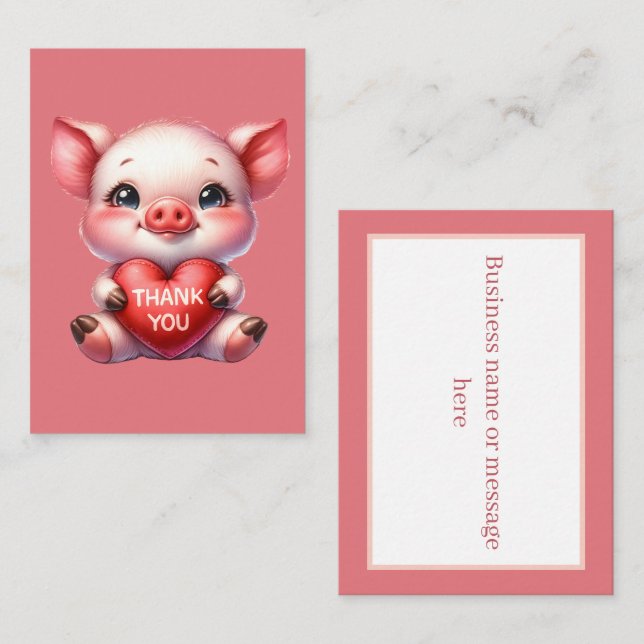 Cute thank you pig add message  note card (Front/Back)