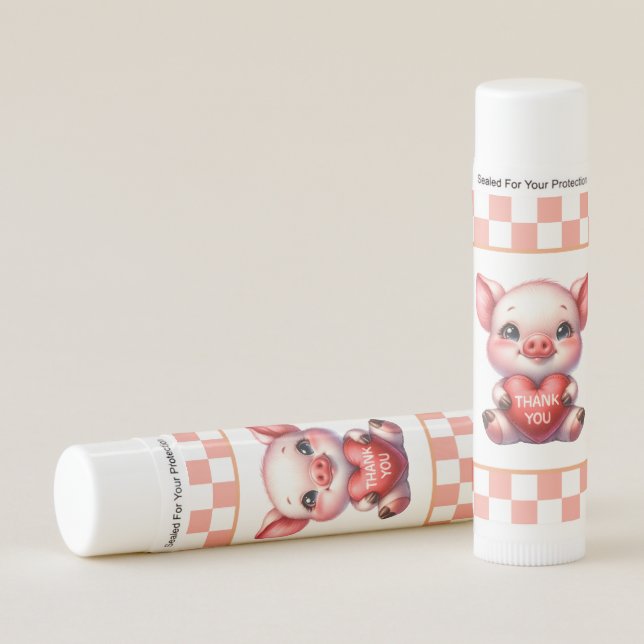 Cute thank you pig lip balm (Front)
