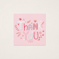 Cute thank you pink floral typography illustration