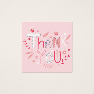 Cute thank you pink floral typography illustration