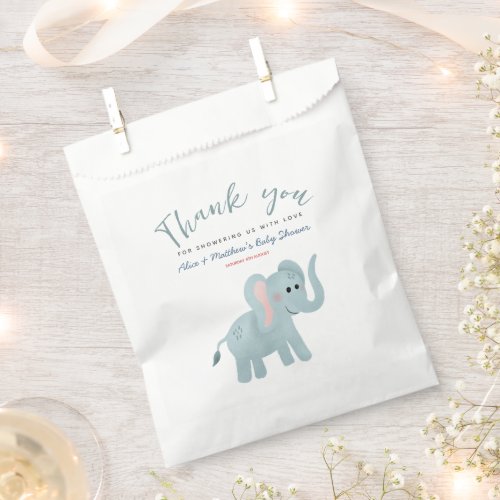 Cute Thank You Safari Elephant Boy Baby Shower Favor Bag