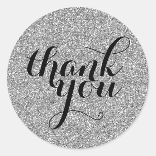 CUTE THANK YOU SEAL modern simple glitter silver