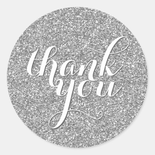 CUTE THANK YOU SEAL modern simple glitter silver